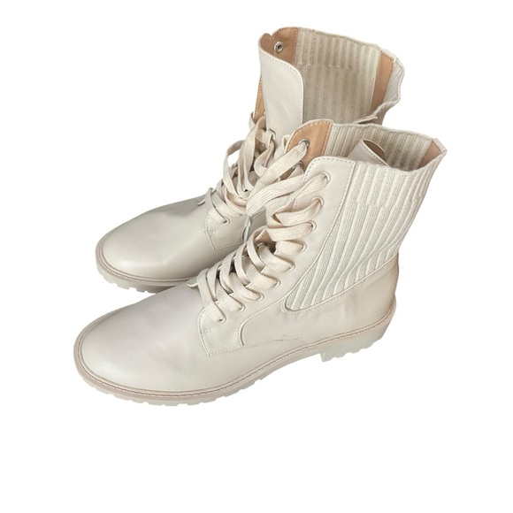 Crown & Ivy Alexis Cream Lace-Up Combat Boots Size 9 - Picture 9 of 13